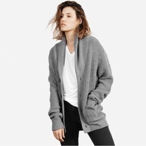 Everlane Chunky Wool Gray Shawl Collar Cardigan
